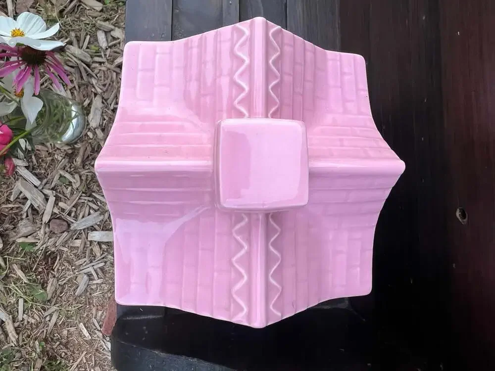 Vintage 1989 Avon Townhouse Collection Tea Room Pink Roof House Canister Jar